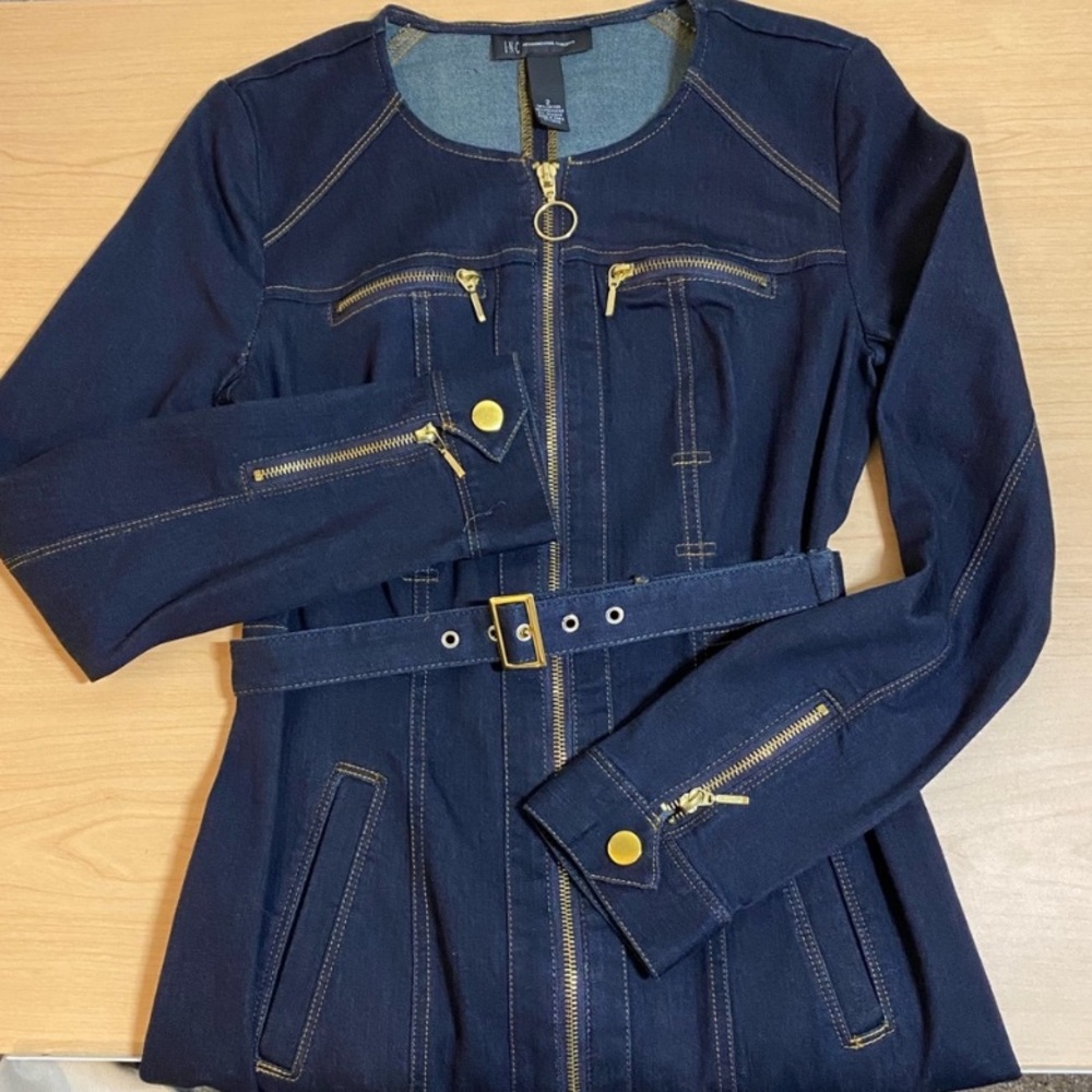 INC International Concepts. Denim dress with gold detail.